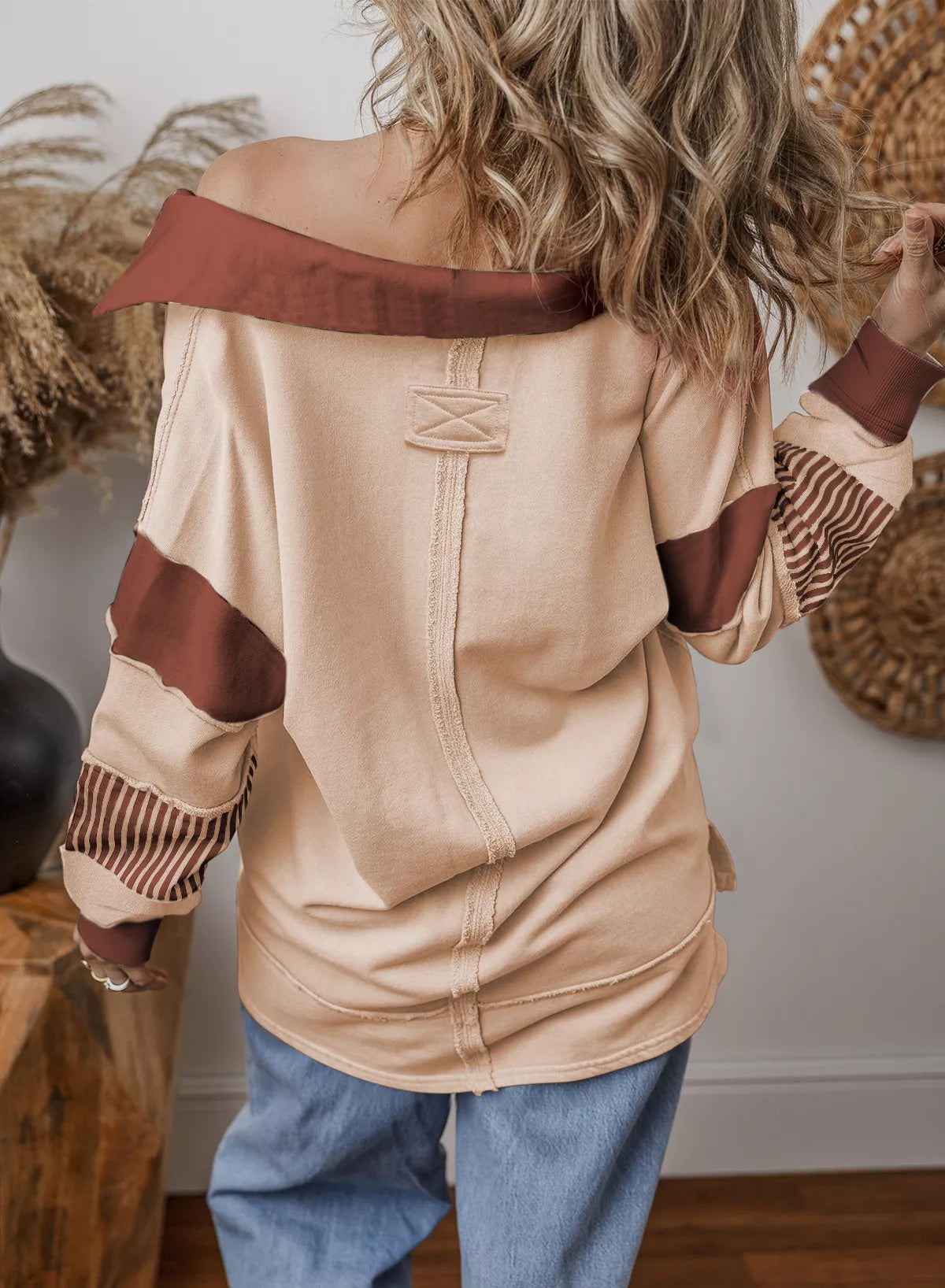 Striped Color Block Long Sleeve Sweatshirt OutfitFlow