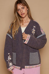 Outfit Flow - POL Embroidered Open Front Long Sleeve Jacket