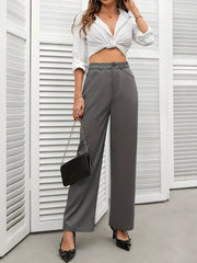 High Waist Wide Leg Pants Gray Trendsi