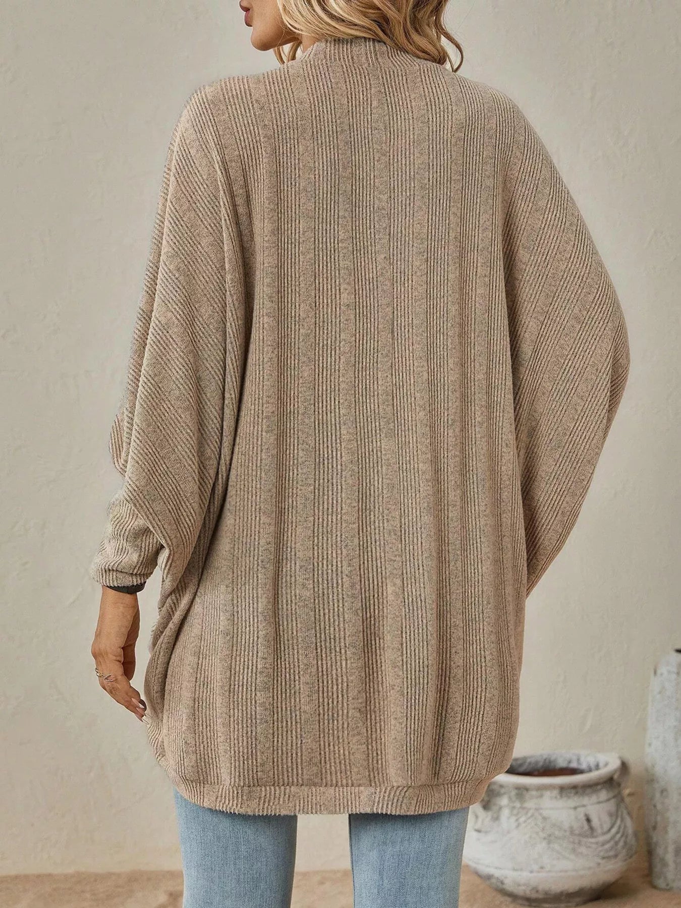 Cozy Oversized Open Front Knit Cardigan OutfitFlow