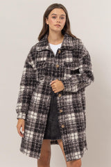 HYFVE Plaid Button Down Longline Jacket