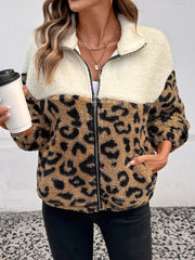 Leopard Zip Up Fleece Jacket OutfitFlow
