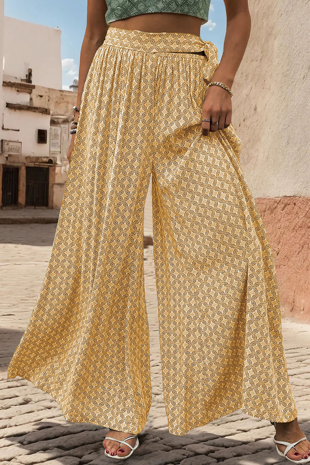 Outfit Flow - Perfee Printed Tied Wide Leg Pants