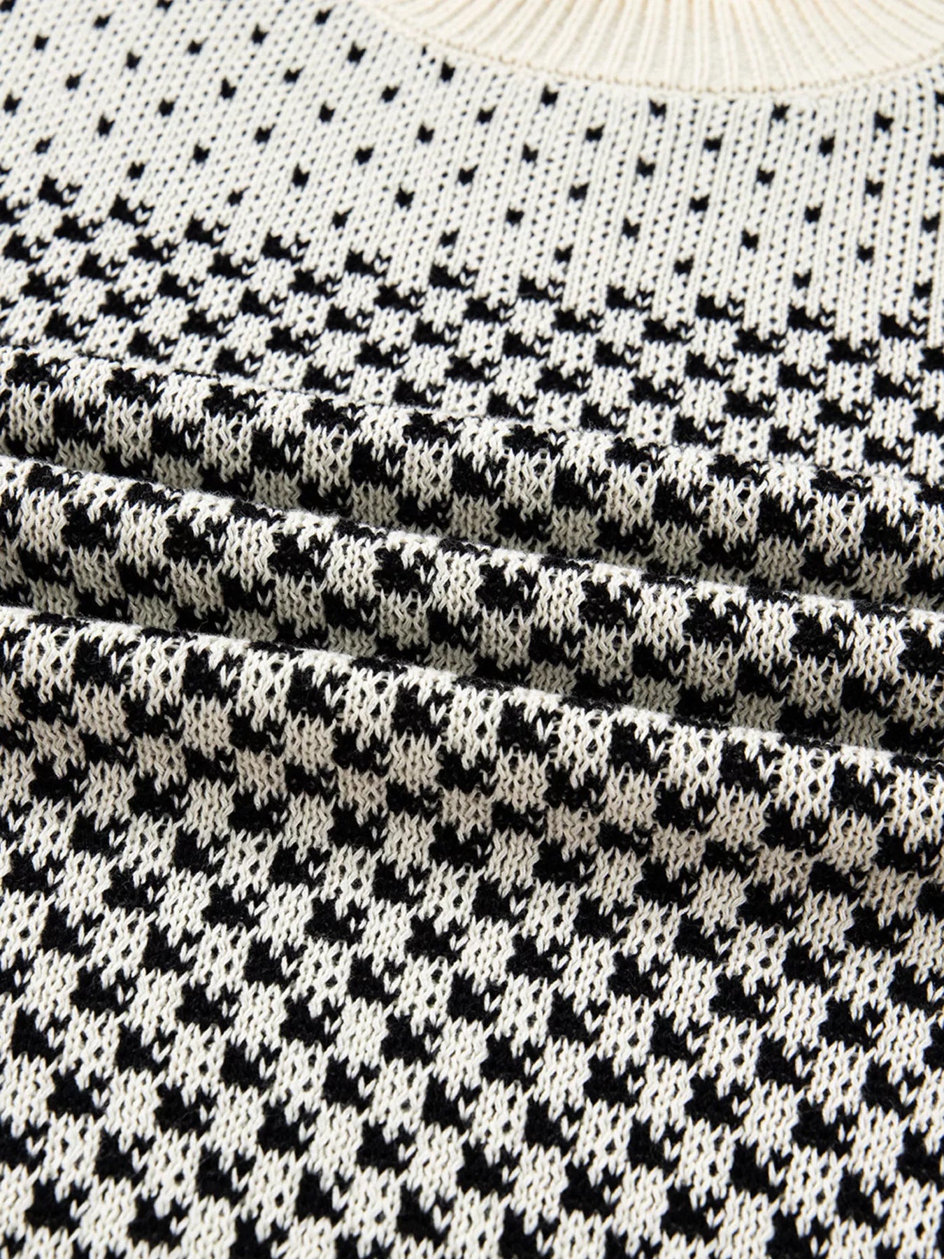 Contrast Color Pattern Lantern Sleeve Sweater OutfitFlow