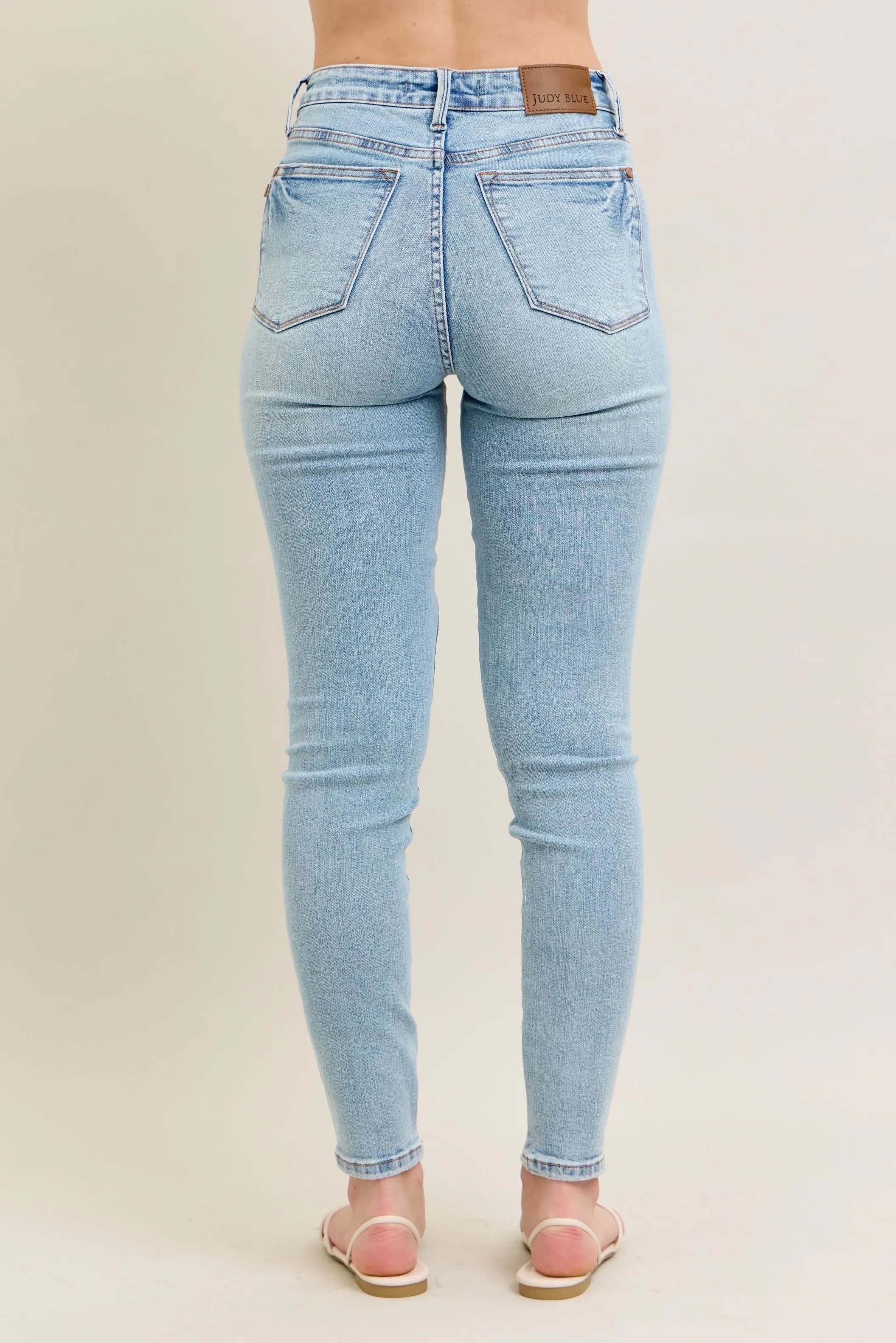 Judy Blue Full Size Mr Tummy Control Vintage Wash Skinny Jeans Plus Size OutfitFlow