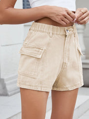 High Waist Cargo Denim Shorts OutfitFlow