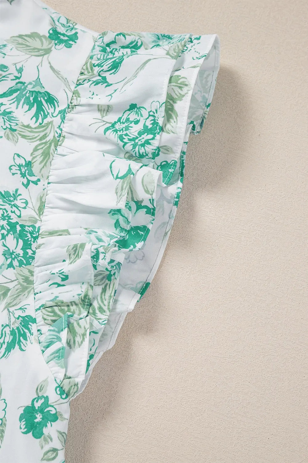 Printed Ruffled Sleeve Button-Up Blouse OutfitFlow