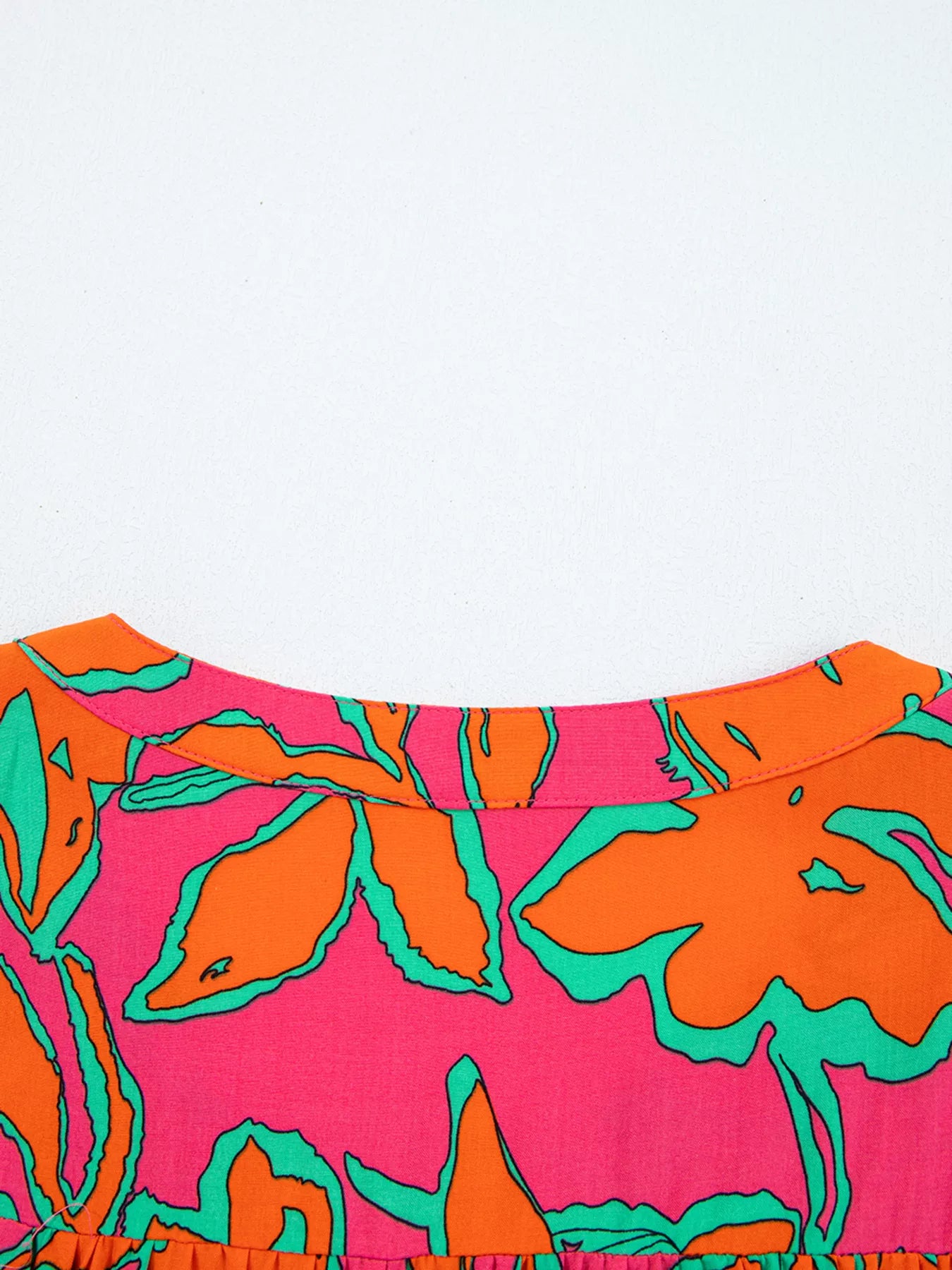 Floral Print Batwing Sleeve Buttoned Loose Fit Shirt OutfitFlow