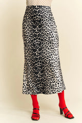Davi & Dani Leopard Animal Print Long Length Skirt OutfitFlow