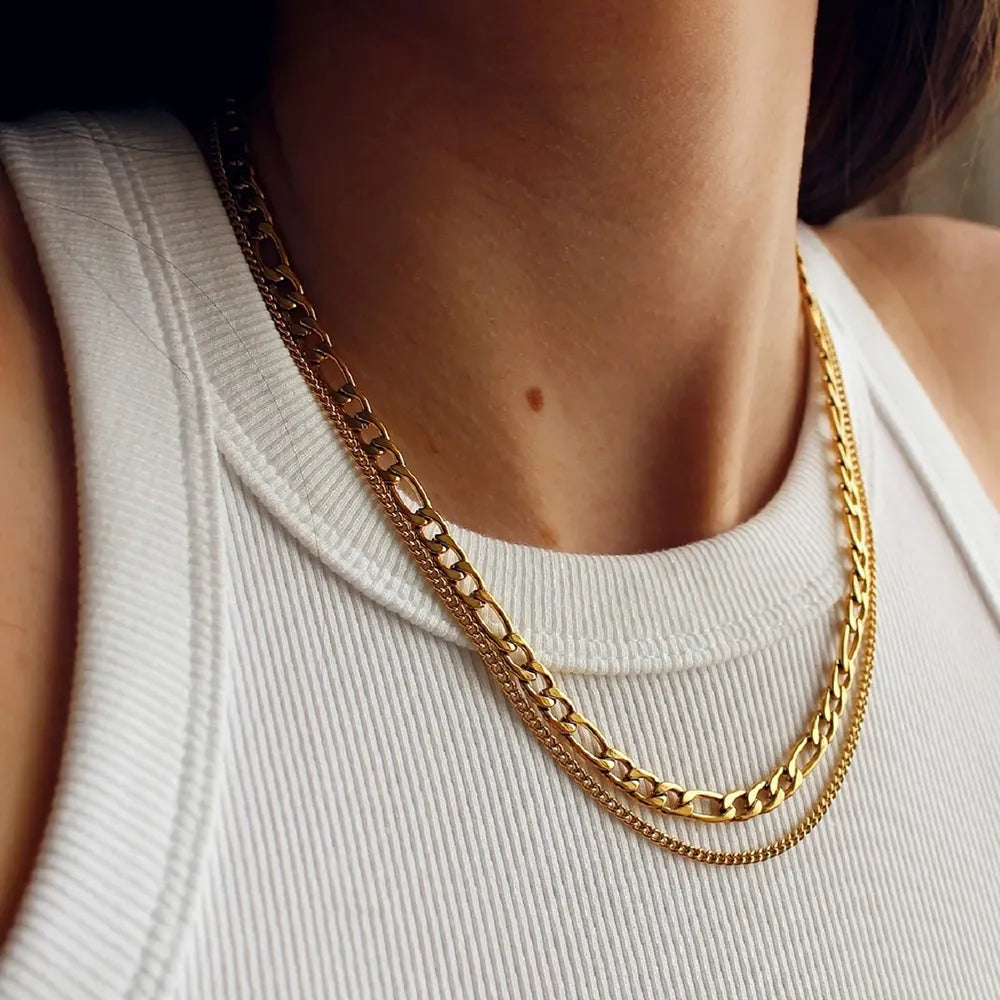 Stainless Steel Double-Layered Necklace OutfitFlow