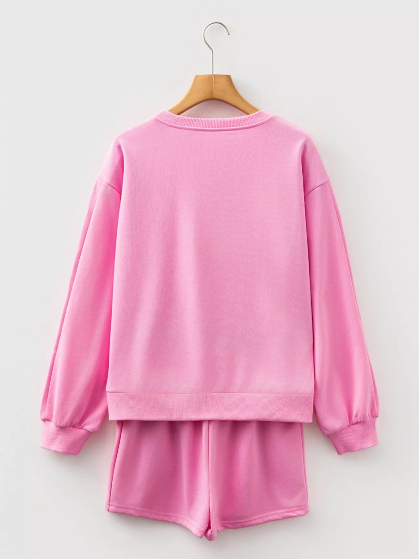 Bow Embroidered Sweatshirt and Shorts Set OutfitFlow