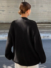 Oversized Knit Button-Down Cardigan Trendsi