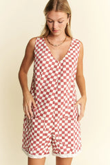 Jade By Jane Plus Size Plaid Print Shorts Romper OutfitFlow