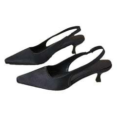Point Toe Kitten Heel Slingback Pumps OutfitFlow