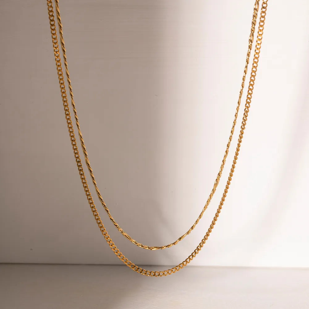 Stainless Steel Double-Layered Necklace OutfitFlow