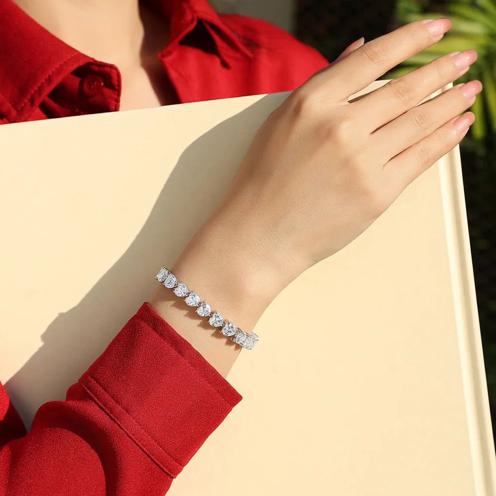 24 Carat Moissanite 925 Sterling Silver Heart Bracelet OutfitFlow