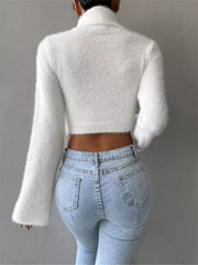 Turtleneck Flare Sleeve Sweater OutfitFlow