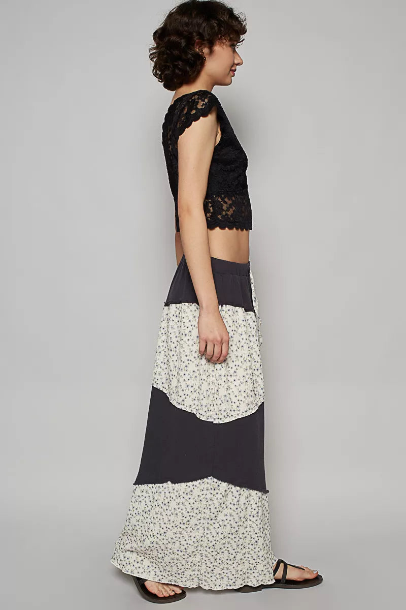 POL Contrast Floral Drawstring Wide Leg Pants OutfitFlow