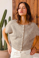 SO ME Leopard Print Button Front Sweater Cardigan OutfitFlow