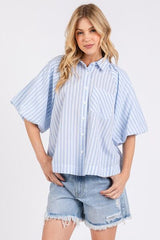 Mittoshop Button Down Striped Puff Sleeve Shirt OutfitFlow