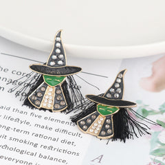 Witch Rhinestone Alloy Earrings OutfitFlow