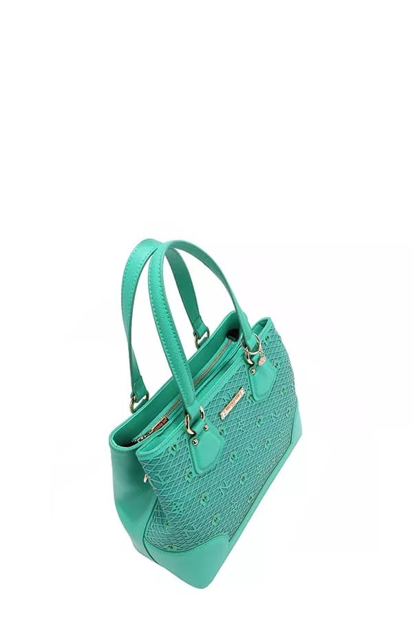 Nicole Lee USA Monogram Pattern Handbag with Rhinestones Decor Trendsi