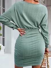 Textured Knit Bodycon Mini Dress OutfitFlow