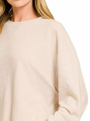 Zenana Slub Long Sleeve Top and Shorts Set Trendsi