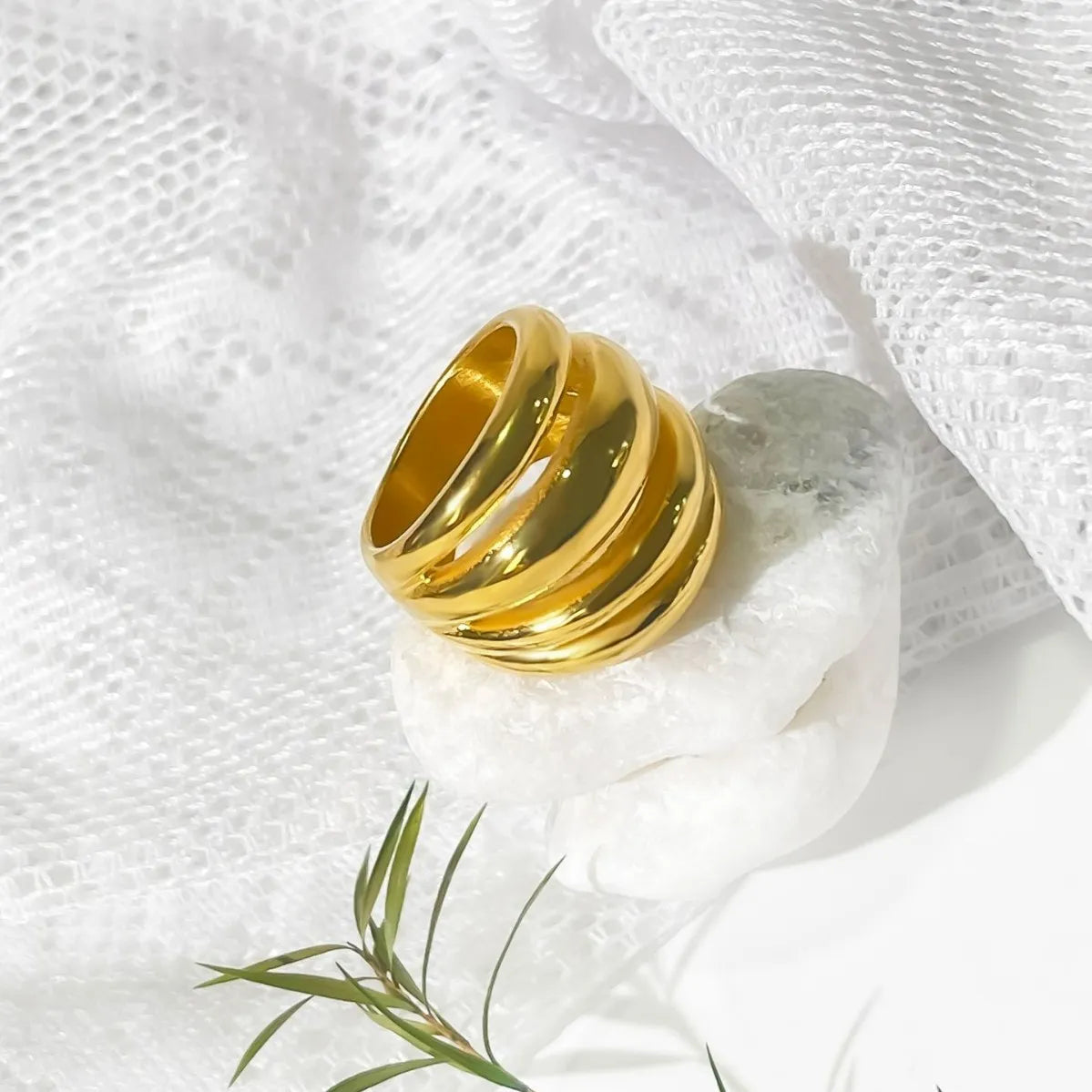 18K Gold-Plated Multi-Layer Statement Ring OutfitFlow