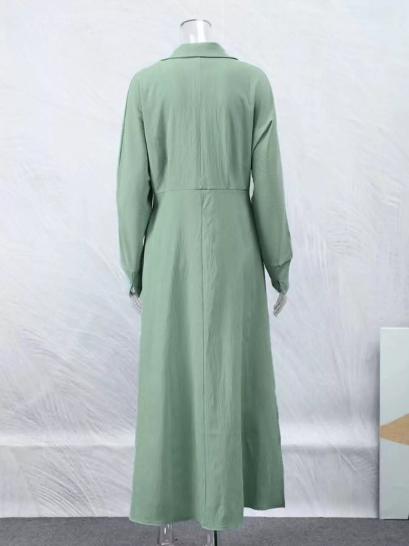 Side Slit Long Sleeve Shirt Dress OutfitFlow