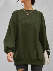 Outfit Flow - Stereoscopic Letter Round Neck Long Sleeve Sweatshirt