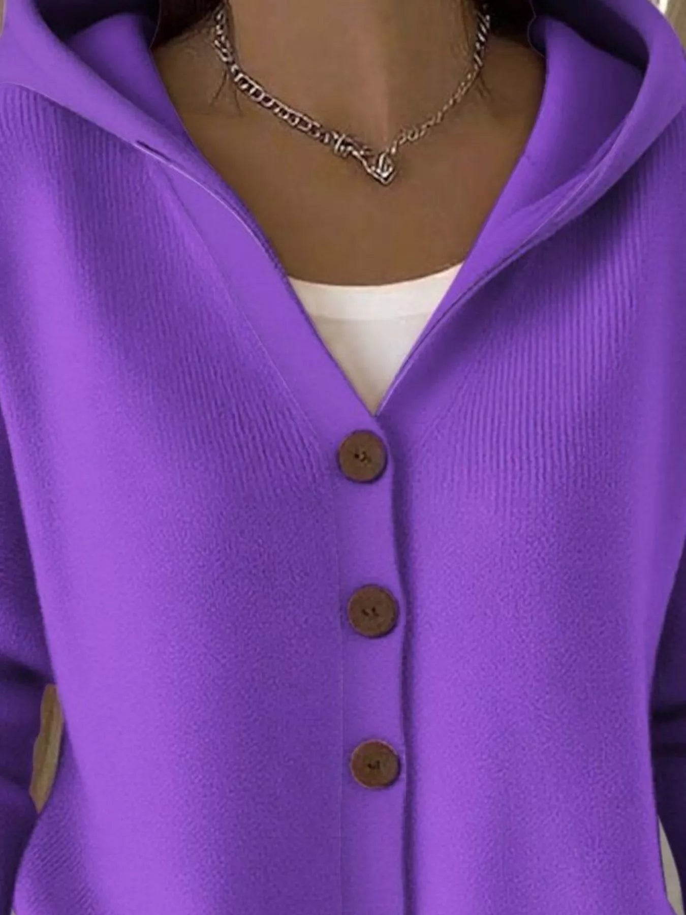 Full Size Hooded Button-Front Soft Knit Cardigan Plus Size OutfitFlow