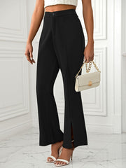 Slit Flare Pants with Pockets