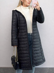 Zip Up Quilted Hooded Puffer Coat Trendsi
