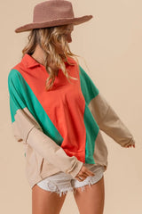 BiBi Colorblock Exposed Seam French Terry Sweatshirt OutfitFlow