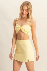 HYFVE Ruched Bra Top and Mini Skirt Set OutfitFlow