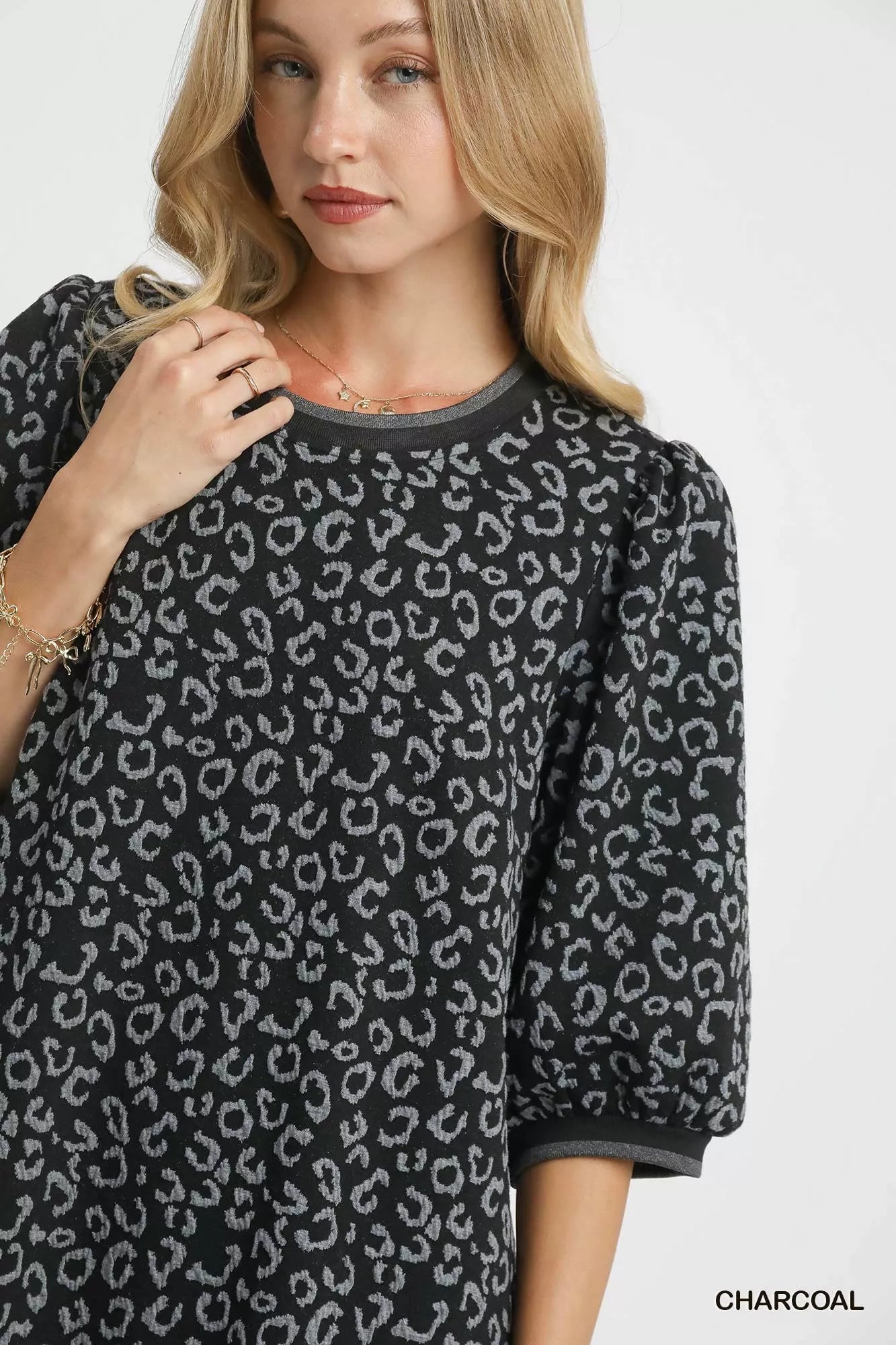 Umgee Leopard Print Jacquard Mini Dress OutfitFlow