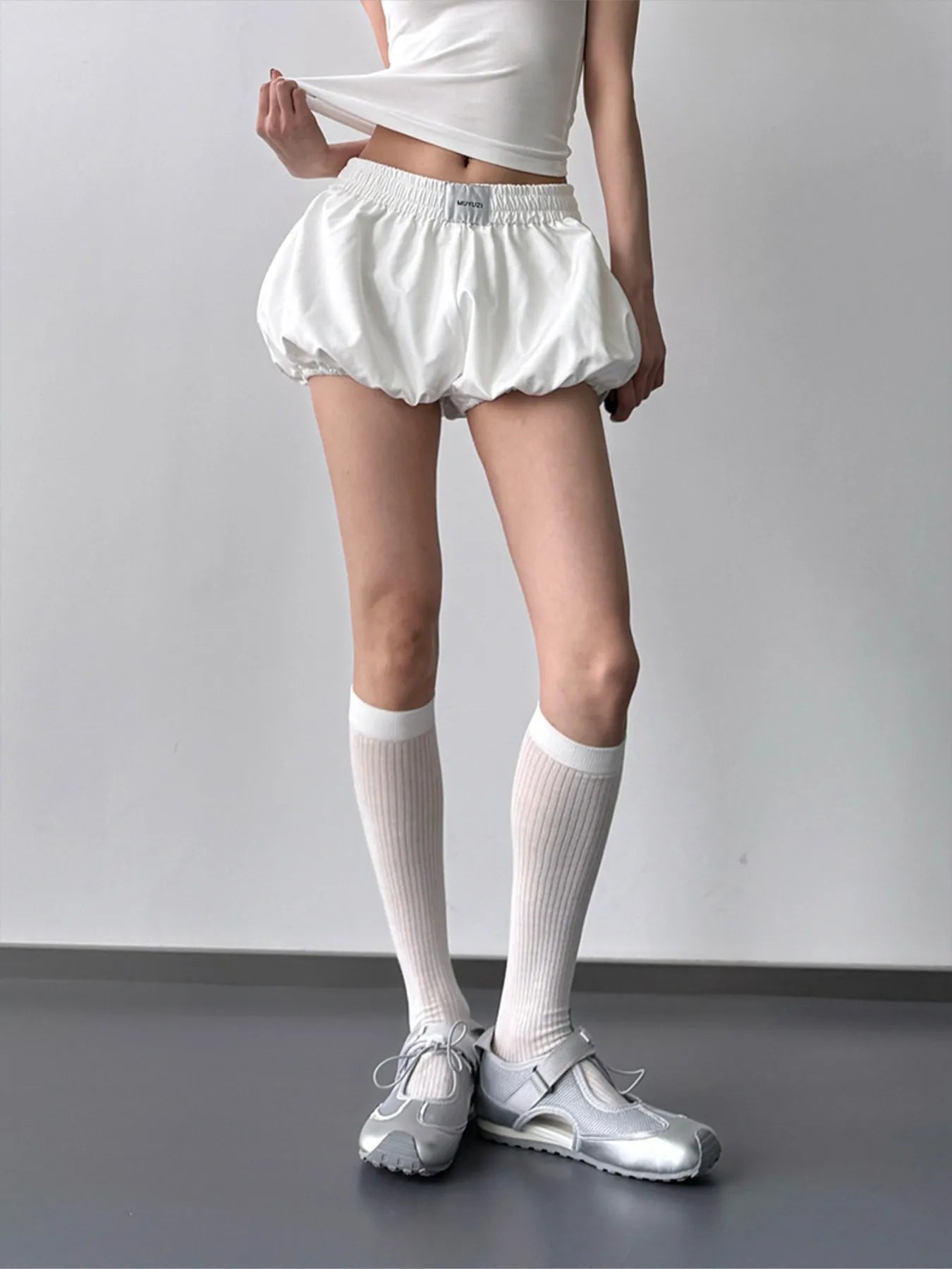 Elastic Waistband Bubble Shorts OutfitFlow