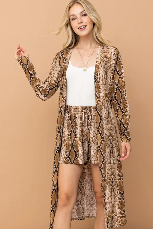 And The Why Animal Print Kimono and Shorts Set OutfitFlow