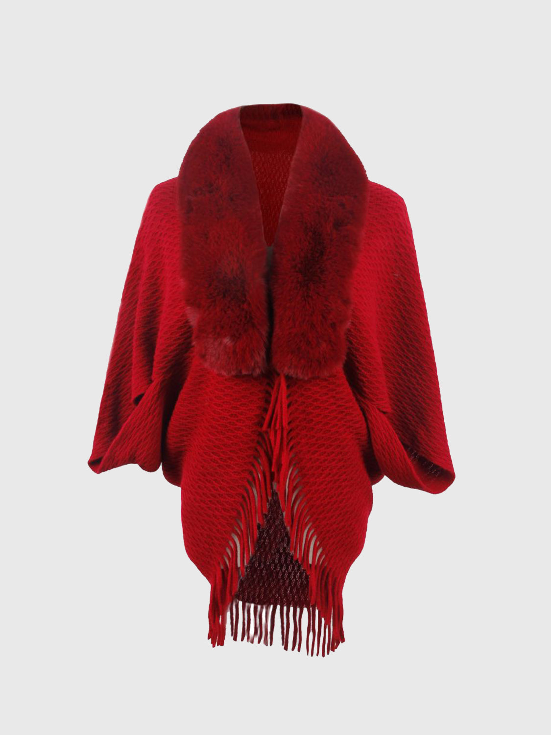 Open Front Fringe Hem Poncho