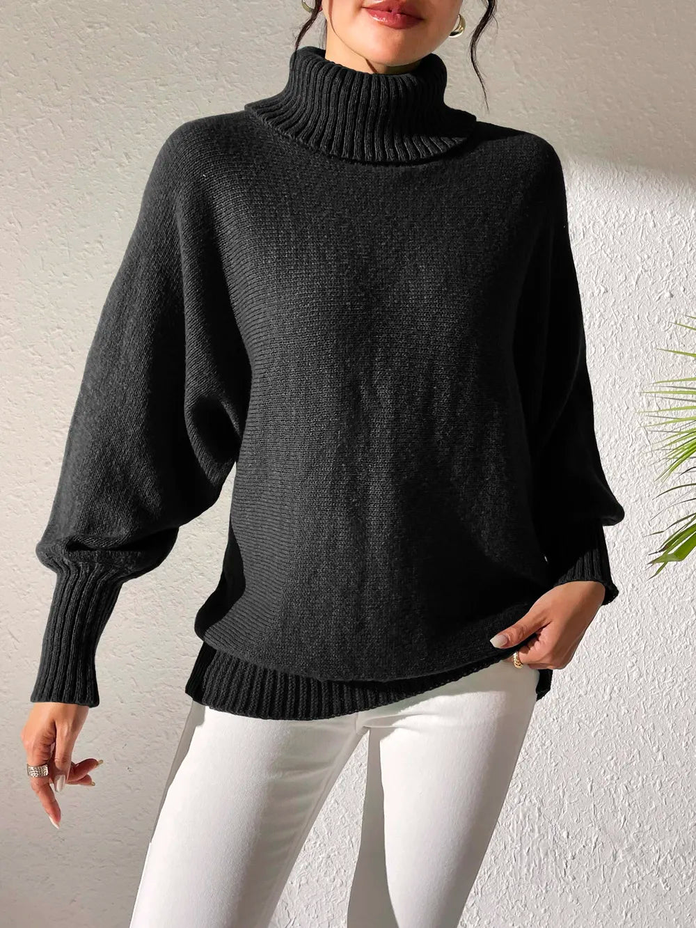 Turtleneck Long Sleeve Sweater OutfitFlow