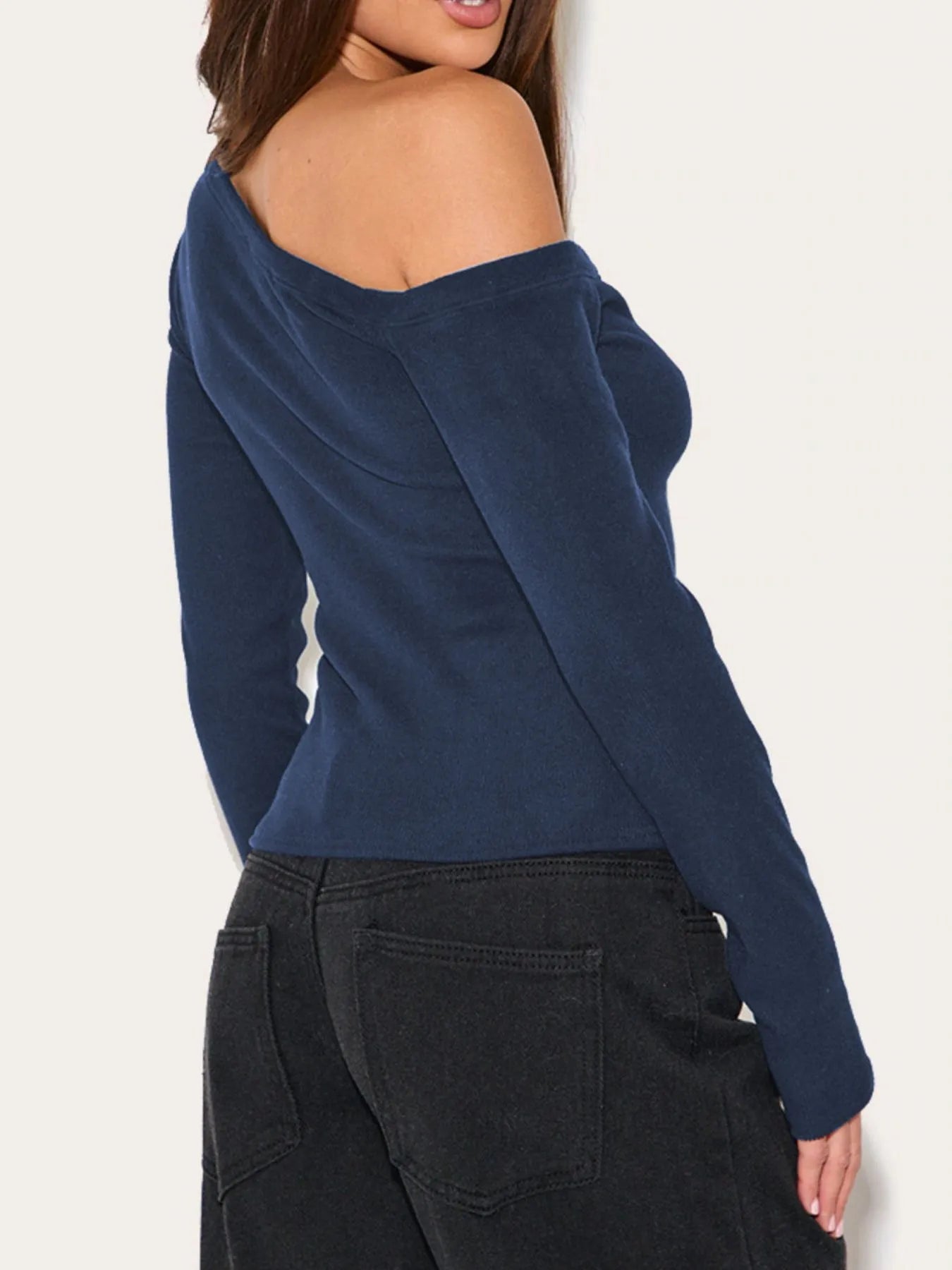 Asymmetrical Neck Button Up Cardigan OutfitFlow