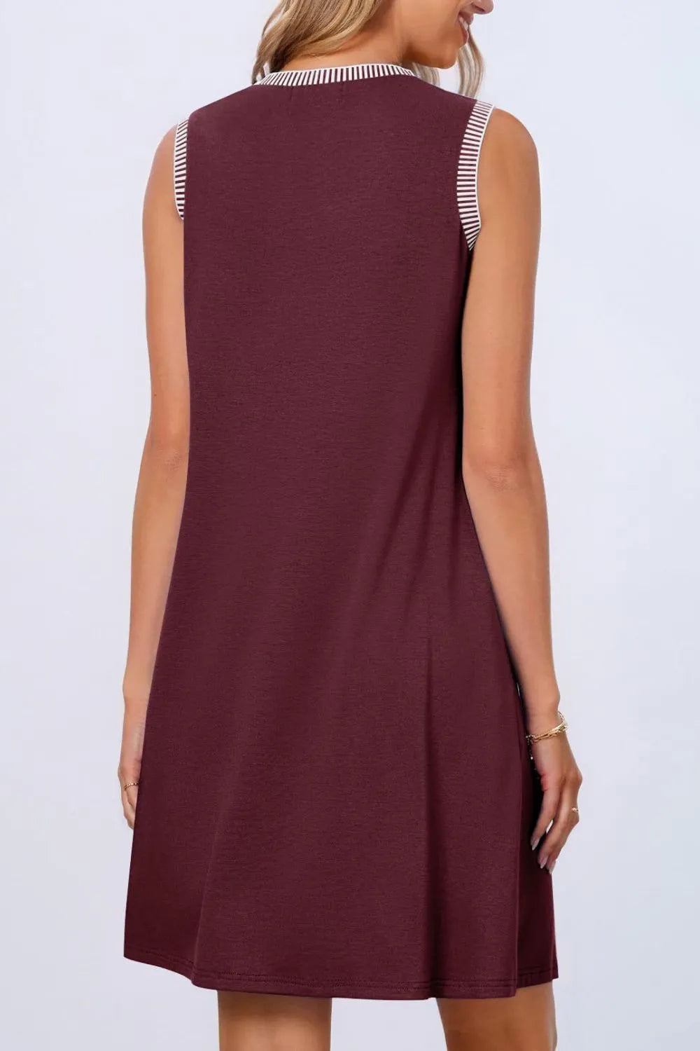 Round Neck Sleeveless Mini Tank Dress OutfitFlow