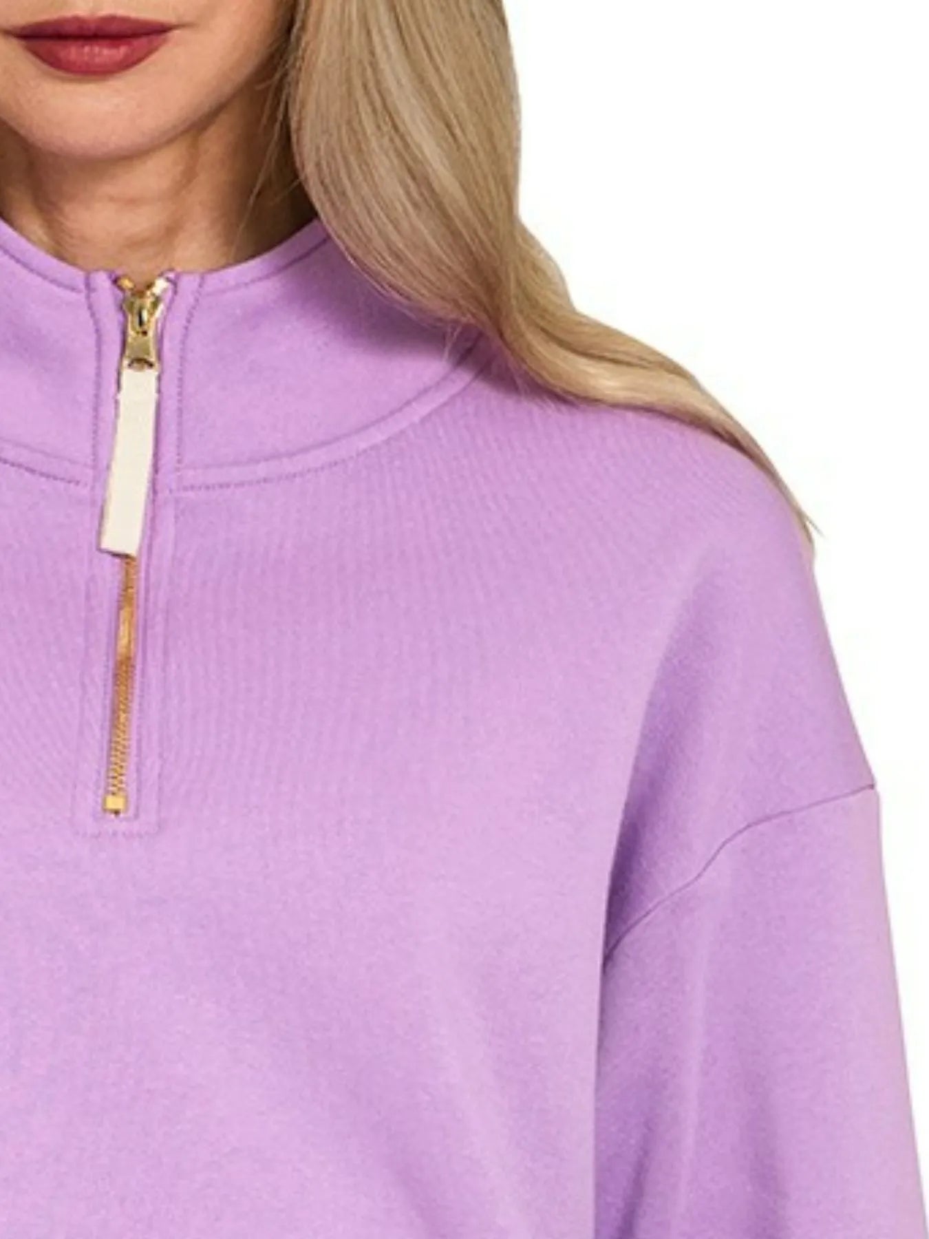 Zenana Fleece Half Zip Sweatshirt Trendsi