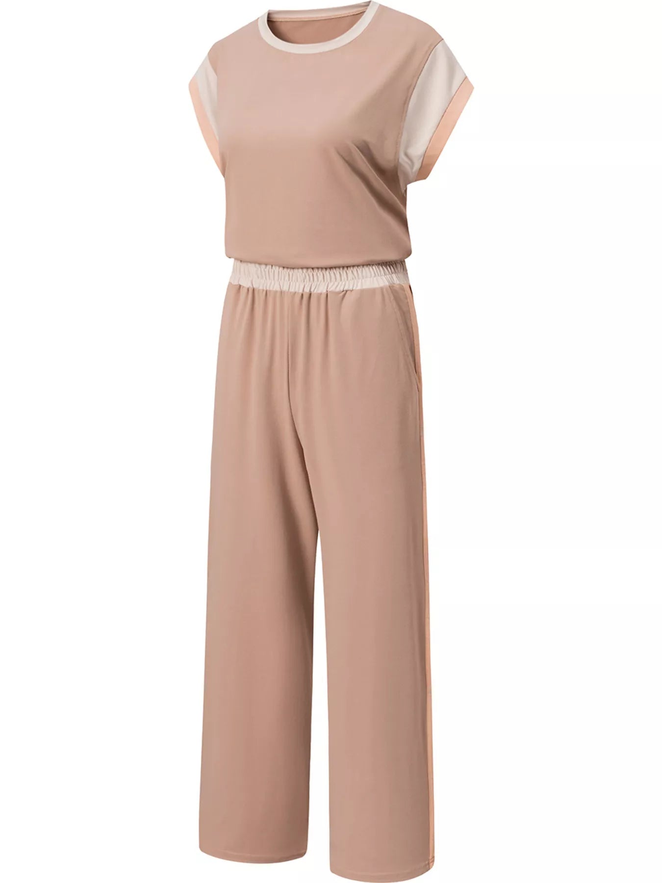 Color Block Detail Casual Two-piece Set OutfitFlow