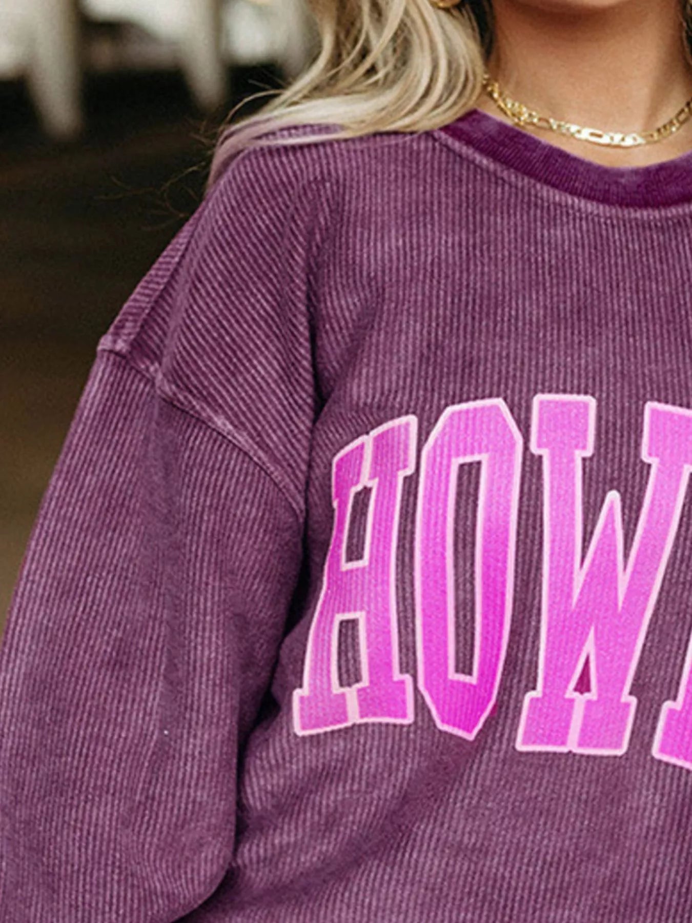 Full Size Howdy Round Neck Oversized Sweatshirt Plus Size OutfitFlow