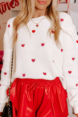 Outfit Flow - Heart Round Neck Long Sleeve Sweater