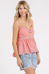 Mittoshop Crisscross Back Lace Detail V-Neck Cami OutfitFlow