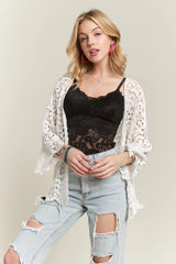 ADORA Leaf Pattern Crochet Cardigan OutfitFlow
