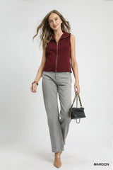 Umgee Zip-Front Fitted Vest with Pockets Trendsi